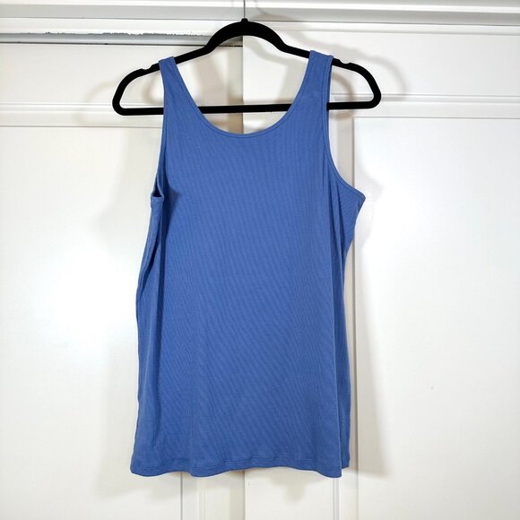 Cotton Ribbed Blue Slim Fit Scoop Neck Tank Top XXL - Picture 10 of 11